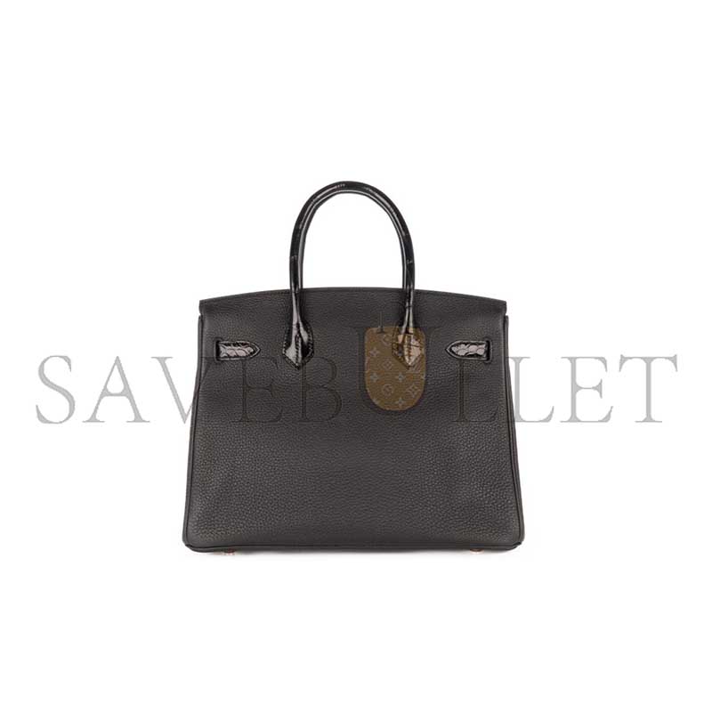 H**mes MASTER BIRKIN 30 TOUCH NOIR BLACK SHINY CROCODILE NILOTICUS TOGO ROSE GOLD HARDWARE (30*23*15cm)